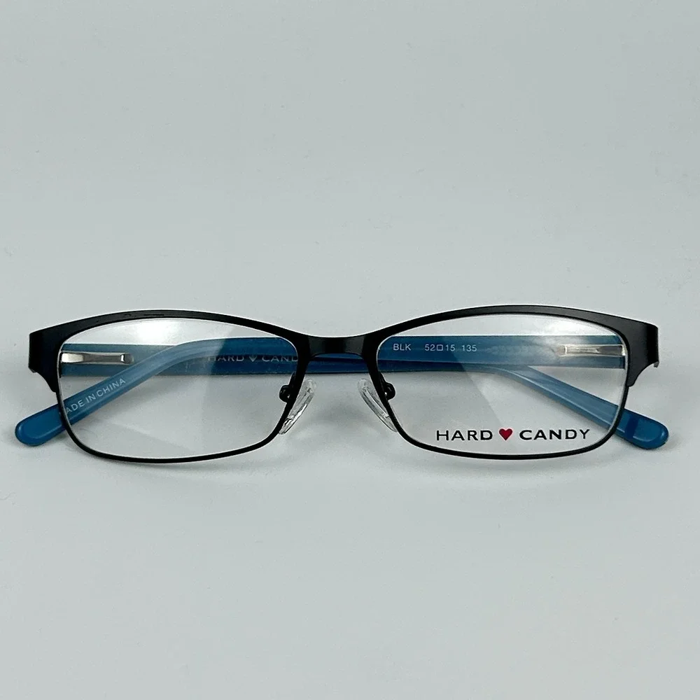 Hard Candy HC01 Womens Eyeglasses Frame Black Plastic Half Rim 52-15-135 mm